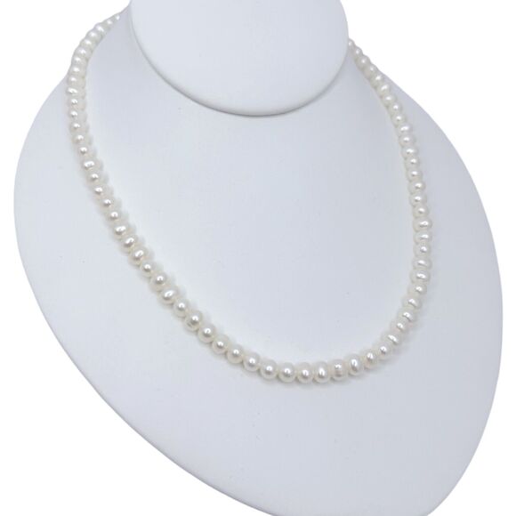 White Wedding Pearls Necklace 18” 925 Sterling Silver GrannyCore  Classy - Picture 3 of 12